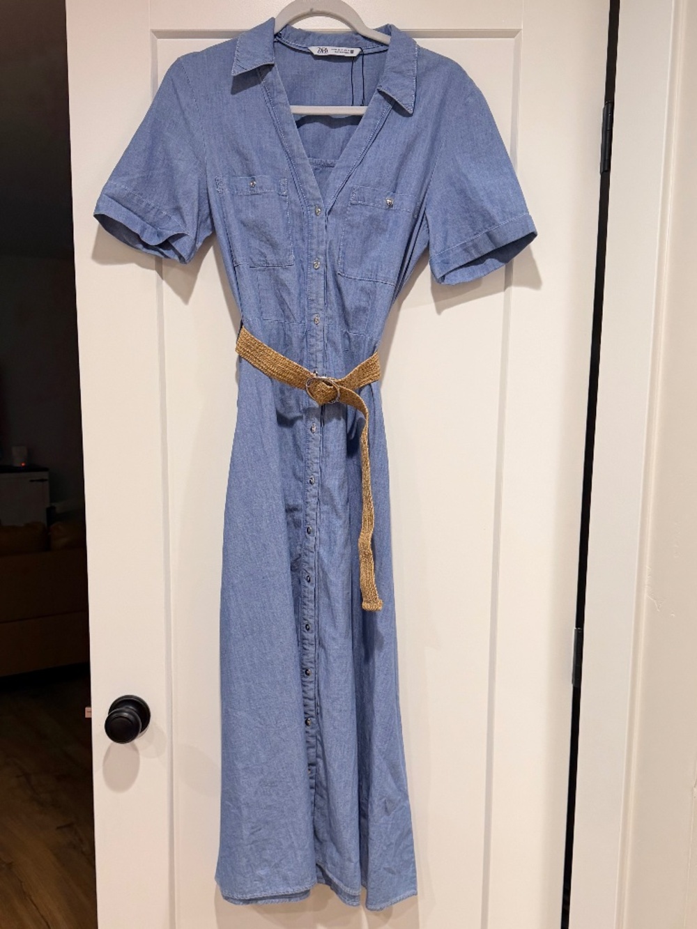 ZARA Soft Denim Jean Maxi Dress Women's Size M Medium Western
